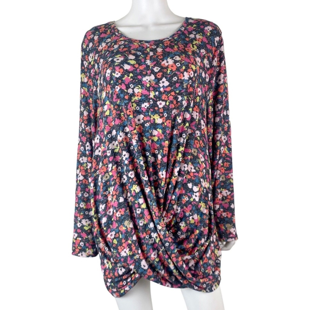 Lane Bryant Crossover Hem Floral Lightweight Sweater / Knit Top